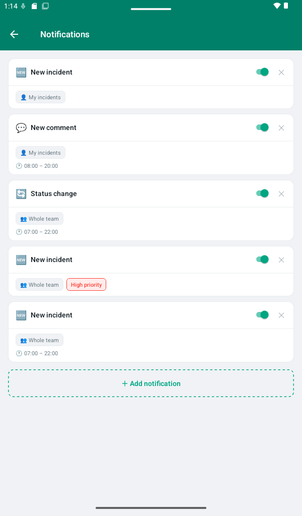 Notification preferences