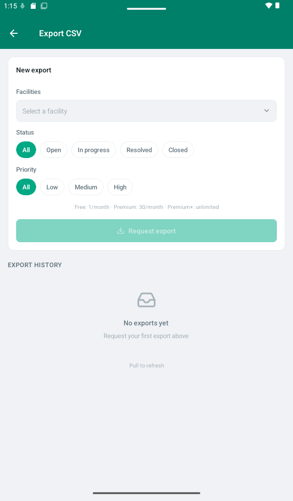 CSV export of incidents