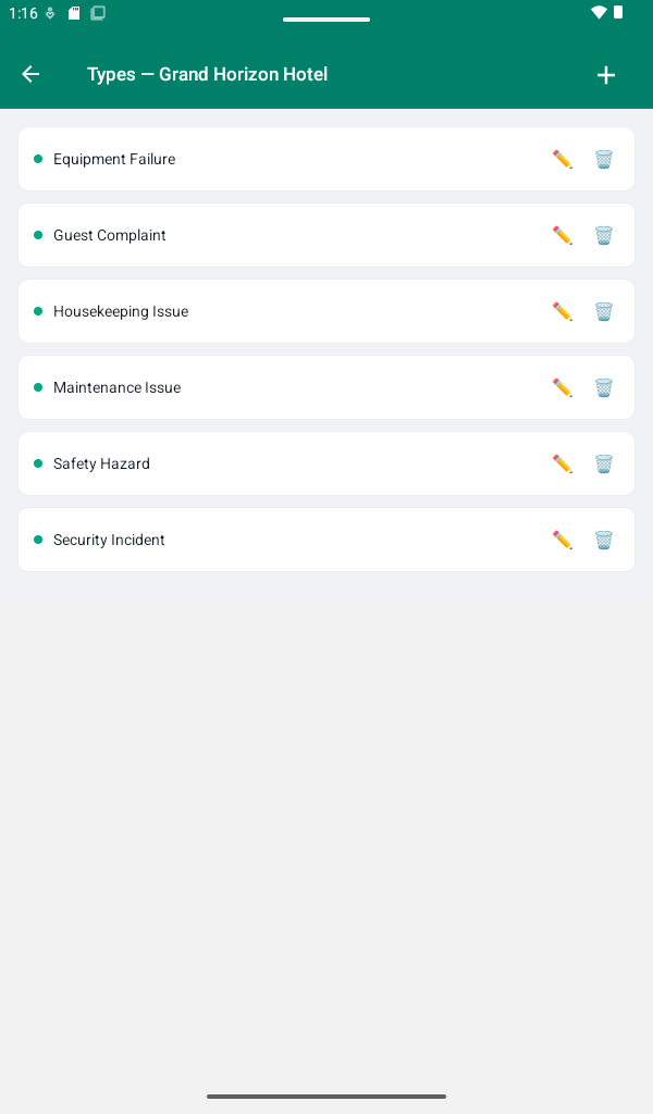 Managing incident types